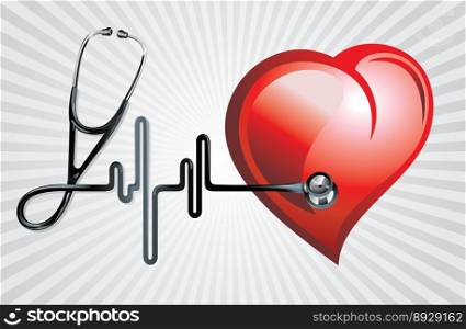 Stethoscope and heart vector image