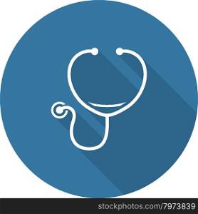 Stethoscope and Medical Services Icon. Flat Design. Long Shadow.