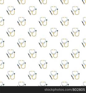 Stethoscope and thermometer pattern seamless vector repeat for any web design. Stethoscope and thermometer pattern seamless vector