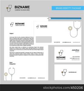 Stethoscope Business Letterhead, Envelope and visiting Card Design vector template