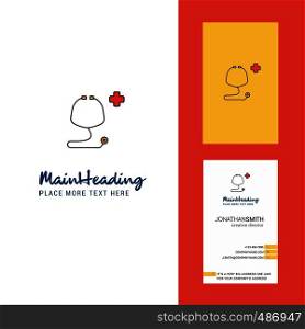Stethoscope Creative Logo and business card. vertical Design Vector