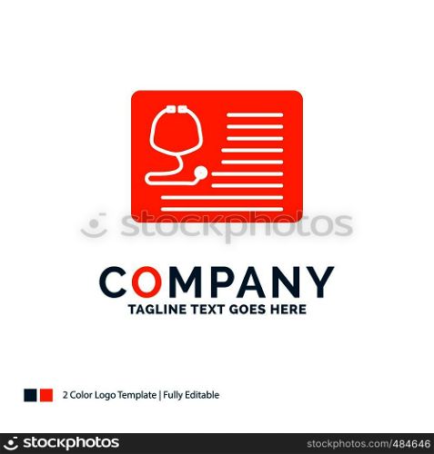 stethoscope, doctor, cardiology, healthcare, medical Logo Design. Blue and Orange Brand Name Design. Place for Tagline. Business Logo template.