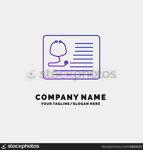 stethoscope, doctor, cardiology, healthcare, medical Purple Business Logo Template. Place for Tagline. Vector EPS10 Abstract Template background