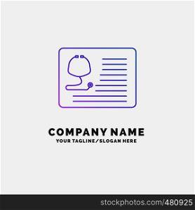 stethoscope, doctor, cardiology, healthcare, medical Purple Business Logo Template. Place for Tagline. Vector EPS10 Abstract Template background