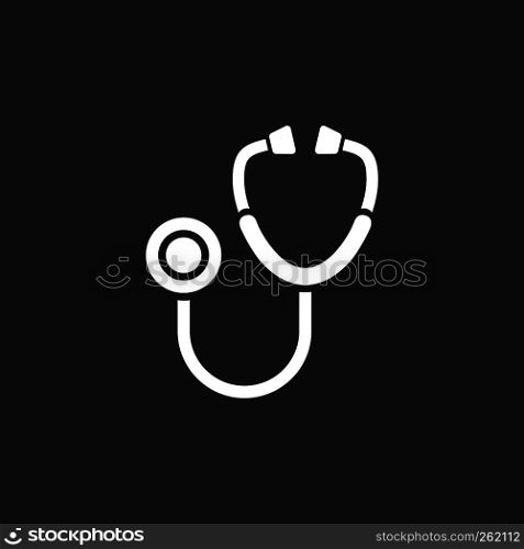 Stethoscope flat icon on a black background. Vector Illustration