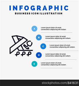Stethoscope, Health, Ribbon, Awareness Blue Infographics Template 5 Steps. Vector Line Icon template