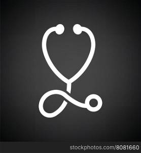 Stethoscope icon. Black background with white. Vector illustration.