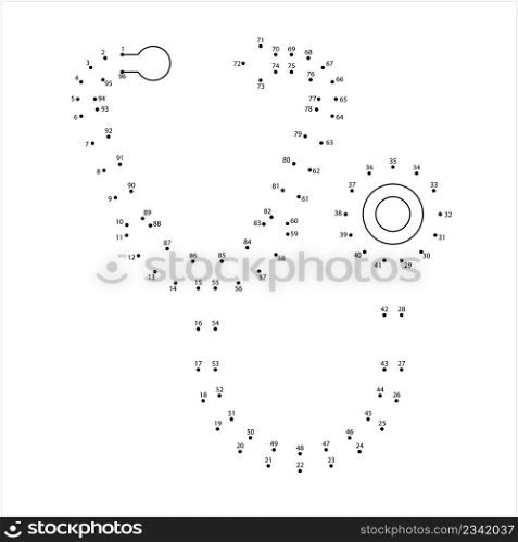 Stethoscope Icon Connect The Dots, Acoustic Medical Instrument For Auscultation, Listening To The Internal Sound Of Human Body Vector Art Illustration, Puzzle Game Containing A Sequence Of Numbered Dots