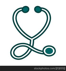 Stethoscope Icon. Editable Bold Outline With Color Fill Design. Vector Illustration.