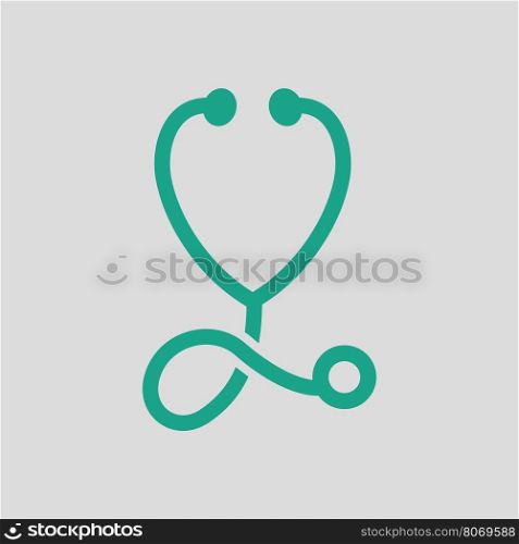 Stethoscope icon. Gray background with green. Vector illustration.