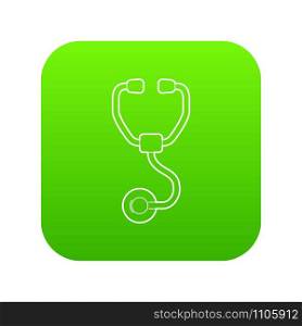 Stethoscope icon green vector isolated on white background. Stethoscope icon green vector