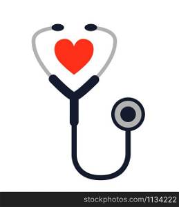 Stethoscope icon heart medical vector illustration flat design isolated. Stethoscope icon heart medical vector illustration flat design
