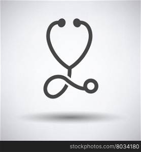 Stethoscope icon on gray background, round shadow. Vector illustration.