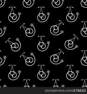 Stethoscope Icon Seamless Pattern, Acoustic Medical Device Vector Art Illustration
