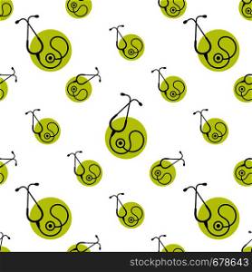 Stethoscope Icon Seamless Pattern, Acoustic Medical Device Vector Art Illustration