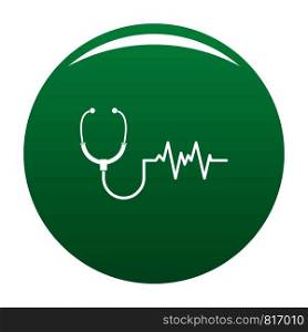 Stethoscope icon. Simple illustration of stethoscope vector icon for any design green. Stethoscope icon vector green