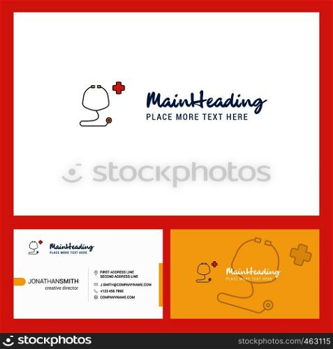 Stethoscope Logo design with Tagline & Front and Back Busienss Card Template. Vector Creative Design