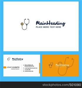 Stethoscope Logo design with Tagline & Front and Back Busienss Card Template. Vector Creative Design
