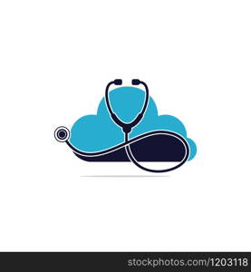 Stethoscope with cloud shape medical vector logo design.