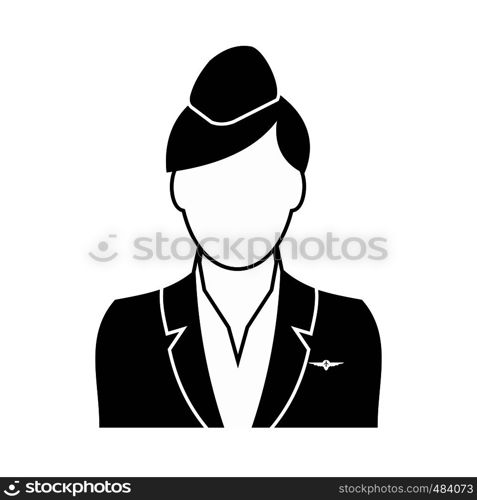 Stewardess black simple icon isolated on white background. Stewardess black simple icon