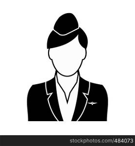 Stewardess black simple icon isolated on white background. Stewardess black simple icon