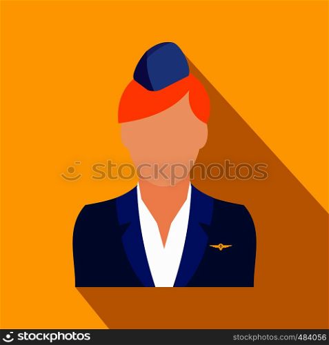 Stewardess flat icon on a yellow background. Stewardess flat icon
