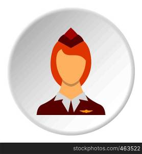 Stewardess icon in flat circle isolated vector illustration for web. Stewardess icon circle