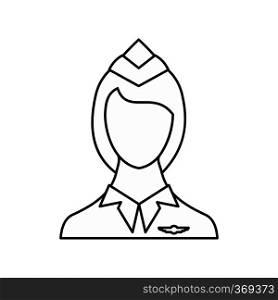 Stewardess icon in outline style isolated on white background. Work symbol vector illustration. Stewardess icon, outline style