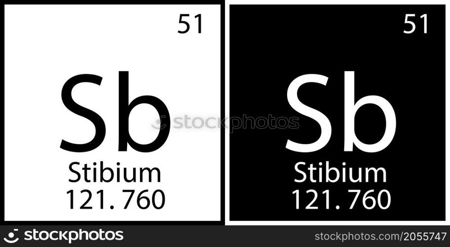 Stibium chemical element. Modern design. Mendeleev table. Education background. Vector illustration. Stock image. EPS 10.. Stibium chemical element. Modern design. Mendeleev table. Education background. Vector illustration. Stock image.