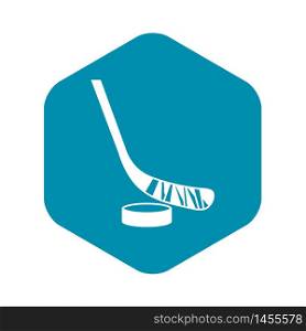 Stick and puck icon. Simple illustration of stick and puck vector icon for web. Stick and puck icon, simple style