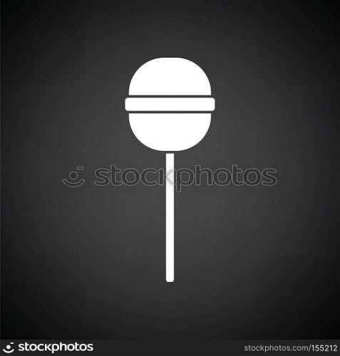 Stick candy icon. Black background with white. Vector illustration.