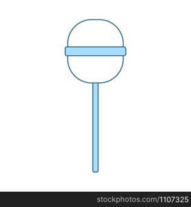 Stick Candy Icon. Thin Line With Blue Fill Design. Vector Illustration.