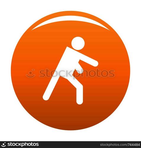 Stick figure stickman icon pictogram. Vector simple illustration of stickman icon isolated on white background. Man human stick sign. Stick figure stickman icon vector orange