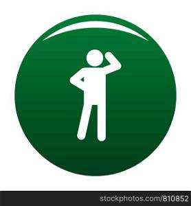 Stick figure stickman icon pictogram. Vector simple illustration of stickman icon isolated on white background. Man human stick sign. Stick figure stickman icon vector green