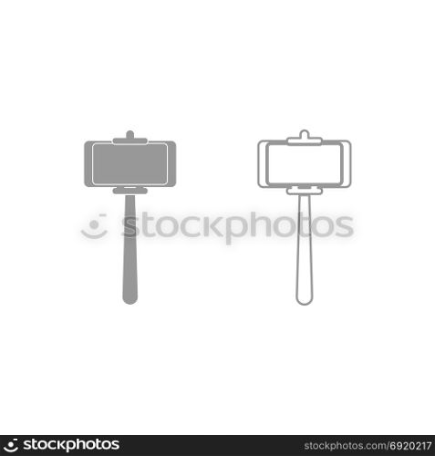 Stick holder for selfie icon. Grey set .. Stick holder for selfie icon. It is grey set .