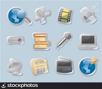 Sticker button set. Icons for media. Vector illustration.