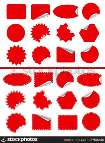 Sticker label set. Red sticky isolated on white background