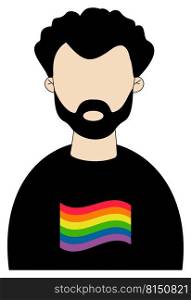 Sticker LGBT Symbol. man Gay with lgbtq flag wave