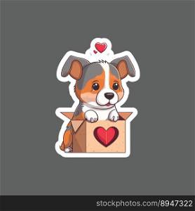 Sticker of barkbox dog valentines day
