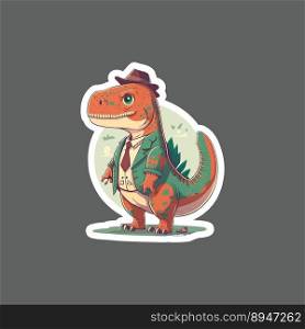 Sticker of cartoon mascot for a dinosaur museum