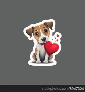 Sticker of jack russell valentine