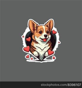 Sticker of yappy dog valentines