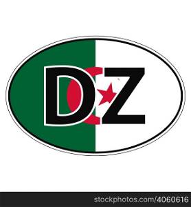 Sticker on car, flag Algerian Republic Algeria with the inscription DZ vector for print or website design for language buttons. Sticker on car, flag Algerian Republic Algeria