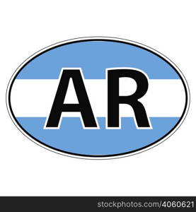 Sticker on car, flag Argentina, Argentine Republic with the inscription AR vector for print or website design for language buttons. Sticker on car, flag Argentina, Argentine Republic