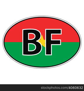 Sticker on car, flag Burkina Faso the inscription BF vector for print or website design for language buttons. Sticker on car, flag Burkina Faso