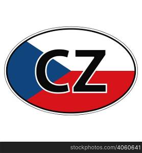 Sticker on car, flag Czechia, Chech, Czech Republic the inscription cz vector for print or website design for language buttons. Sticker on car, flag Czechia, Chech, Czech Republic