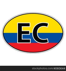 Sticker on car, flag Ecuador the inscription EC vector for print or website design for language buttons. Sticker on car, flag Ecuador