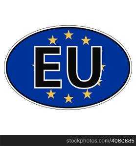Sticker on car, flag European, Union, Europa the inscription EU vector for print or website design for language buttons. Sticker on car, flag European, Union, Europa