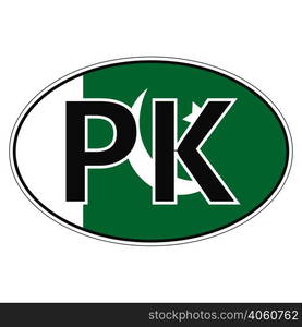 Sticker on car, flag Islamic Republic of Pakistan with the inscription PK vector for print or website design for language buttons