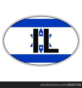 Sticker on car, flag Israel with the inscription IL vector for print or website design for language buttons. Sticker on car, flag Israel